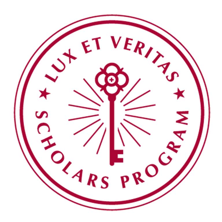 Lux et Veritas Scholars logo seal with a key